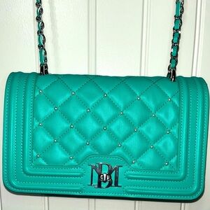 Badgley Mischka Letter Lock Crossbody Bombe&Pearls Strap&Cover, NWT